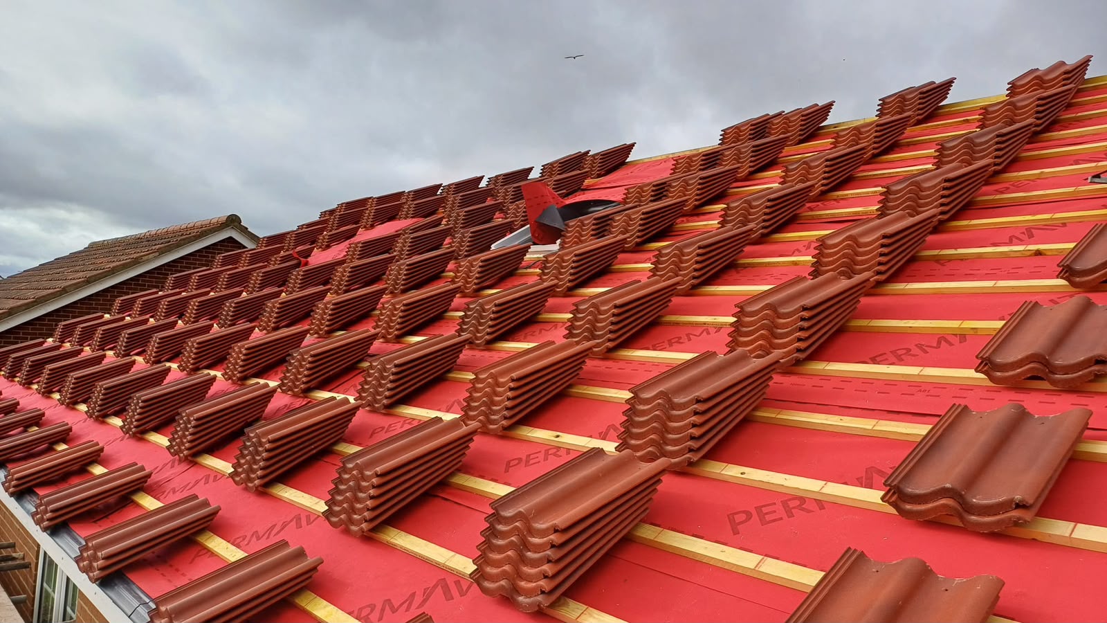 New tiled roof in progress