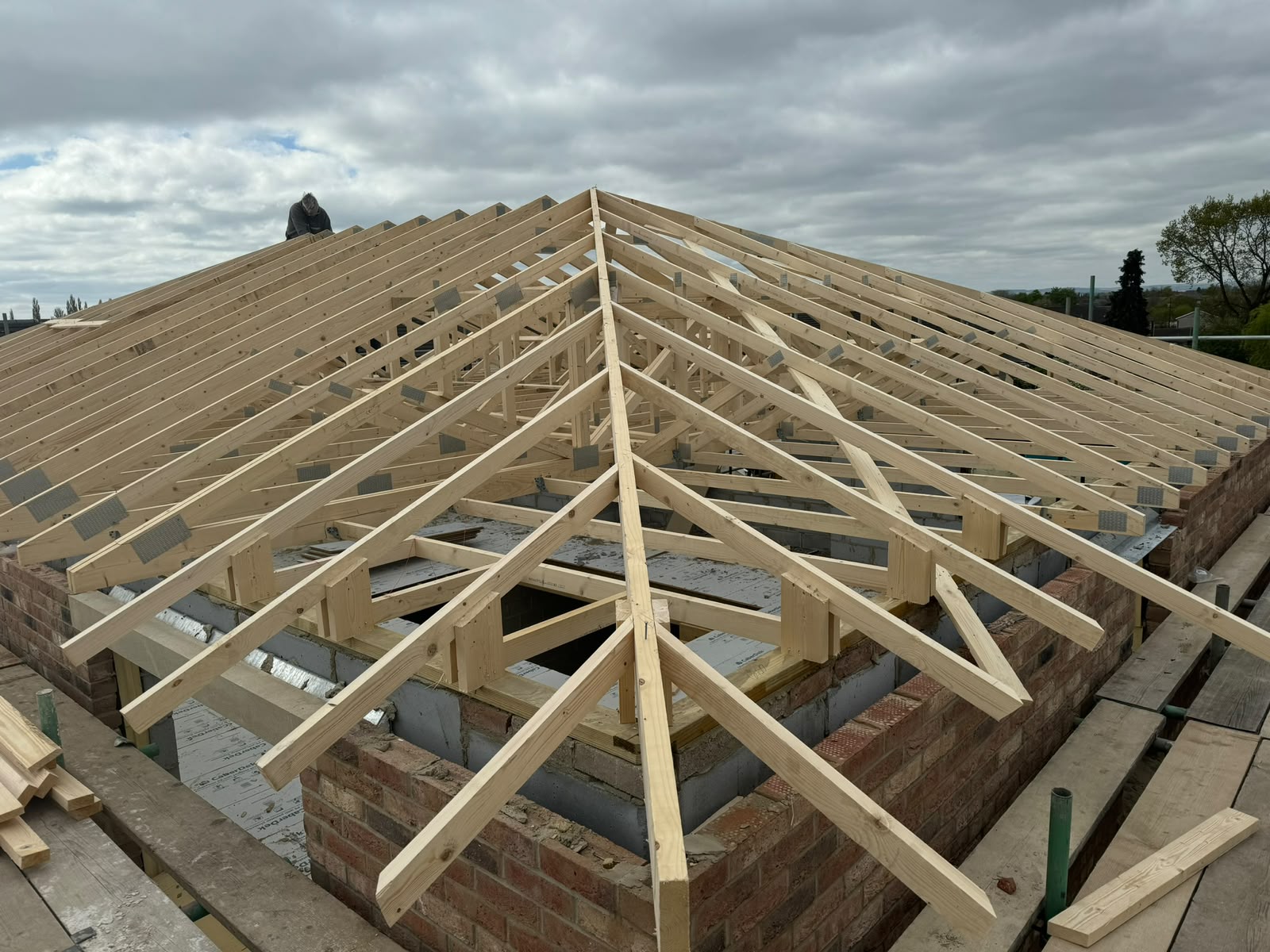 Timber roof trusses fitted during a loft conversion by Roofing North East